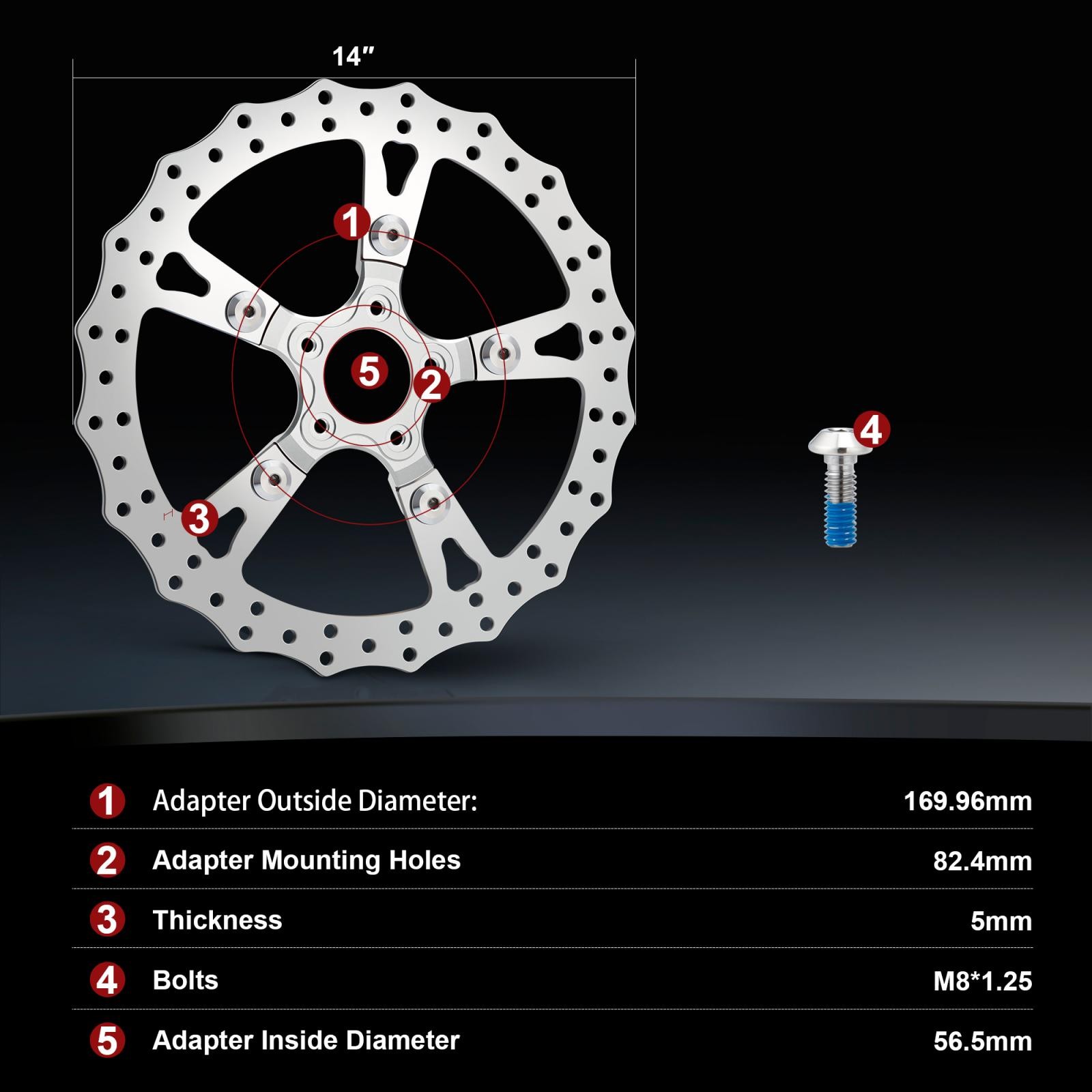 14" Front Brake Dual Disc Floating Rotors for Harley Touring Road Glide 2008-up