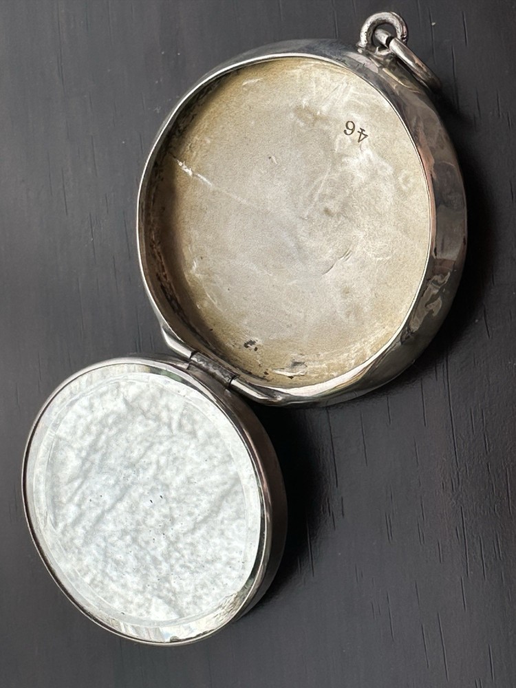 Antique Solid Silver Enamel Rouge Box c.1924