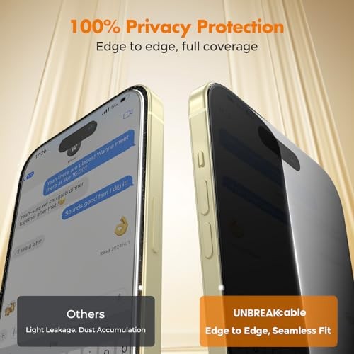 Privacy Screen Protector for Full Coverage Shatterproof Tempered iPhone 15