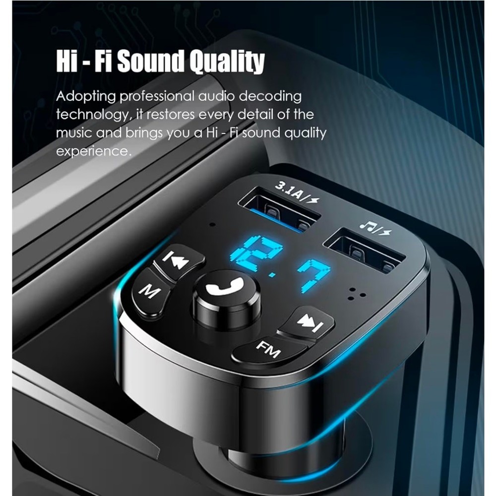 FM Bluetooth Transmitter for Car, Wireless, Car Kit MP3 Player