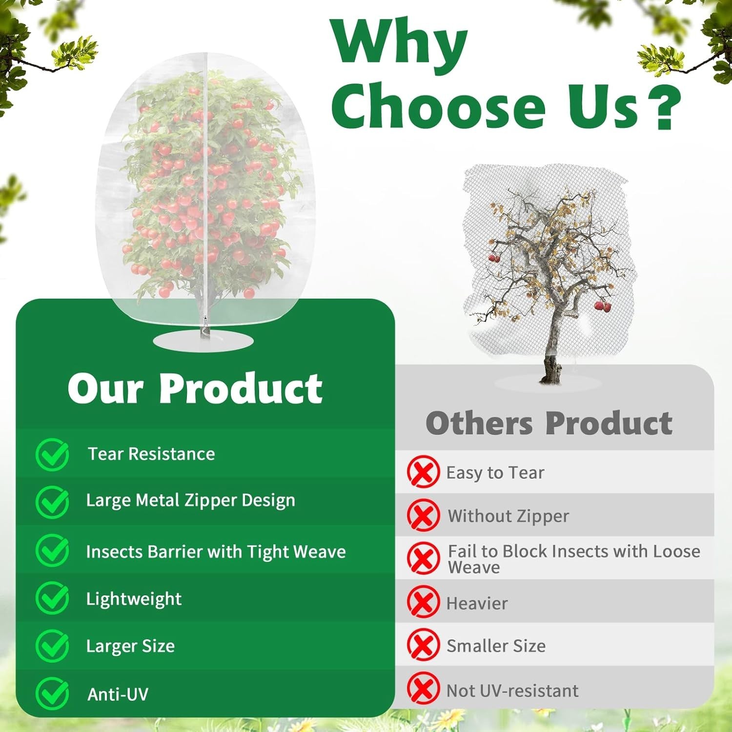 OZMI 4PCS Fruit Tree Blueberry Bush Netting Cover, 2.3X3.4 FT Bird Netting for G