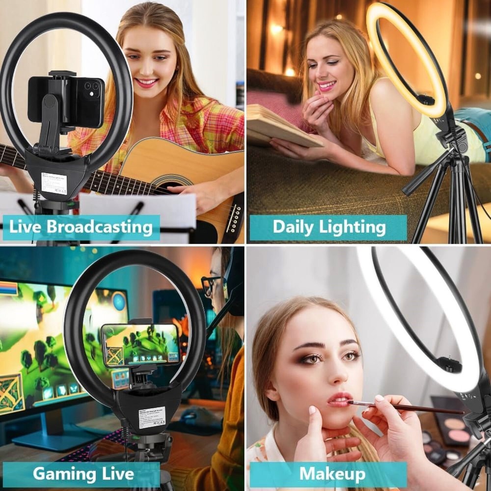 Sensyne 10'' Ring Light with 50'' Extendable Tripod Stand, LED Circle Light Plus