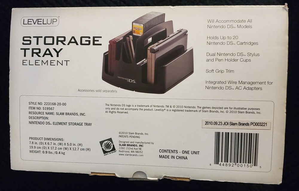 Nintendo DS Storage Tray Element Level Up Open Box
