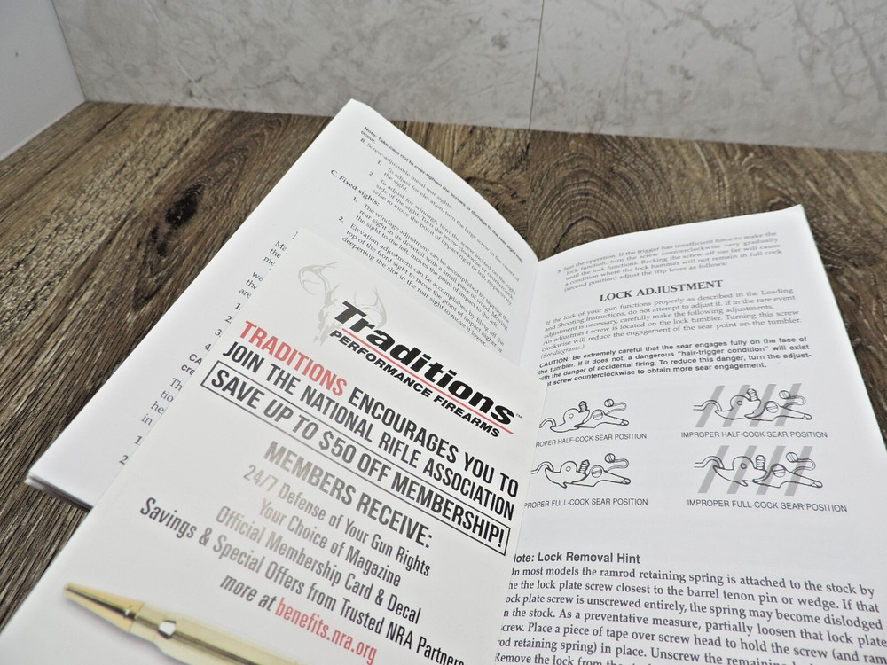 Traditions Performance Firearms Loading Shooting & Care Instructions