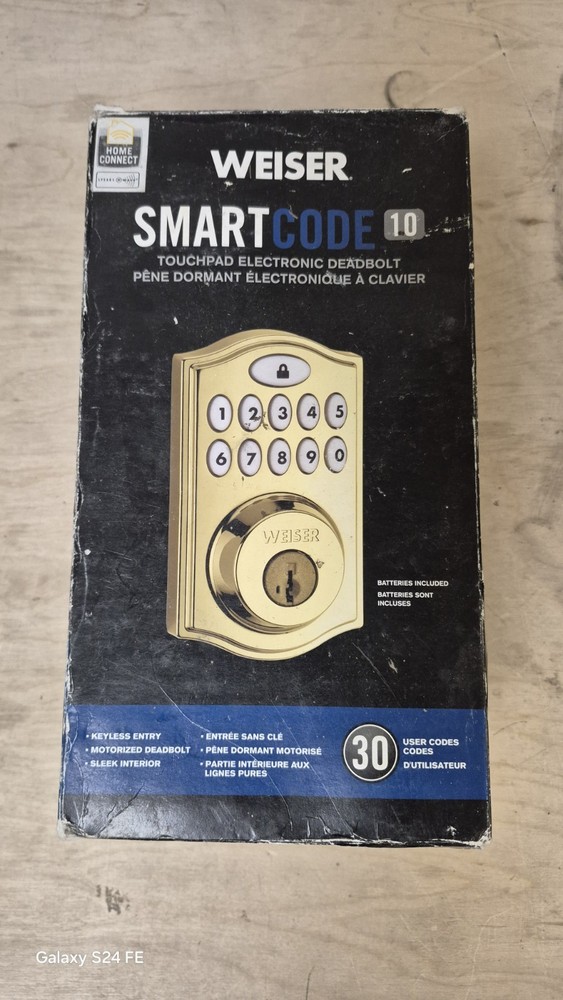 Weiser Smart Code 10 Touchpad Electronic Deadbolt Polished Brass/Gold - Open Box