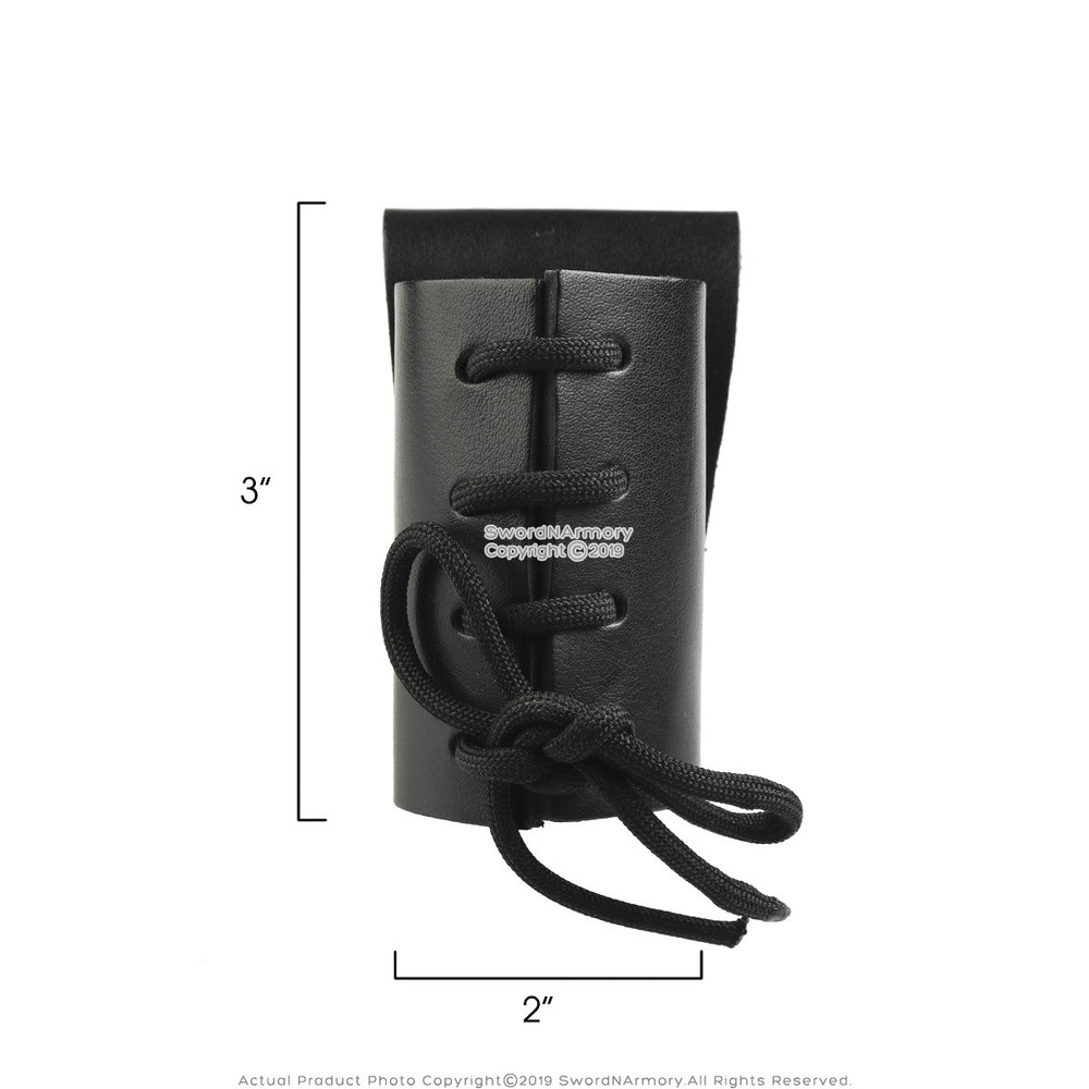 Black Leather Sword Frog Belt Hook Dagger Main Gauche Holder