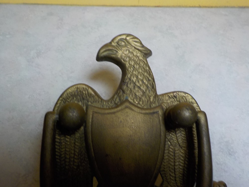 Vintage Solid Brass American Eagle Door Knocker Shield 7'' tall