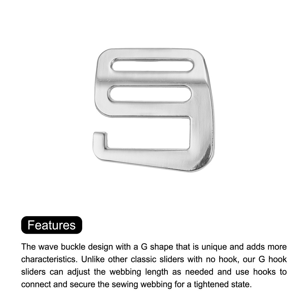 0.98" Webbing Release G Hook Buckle Adjusters for Backpack Strap, 4Pcs Silver