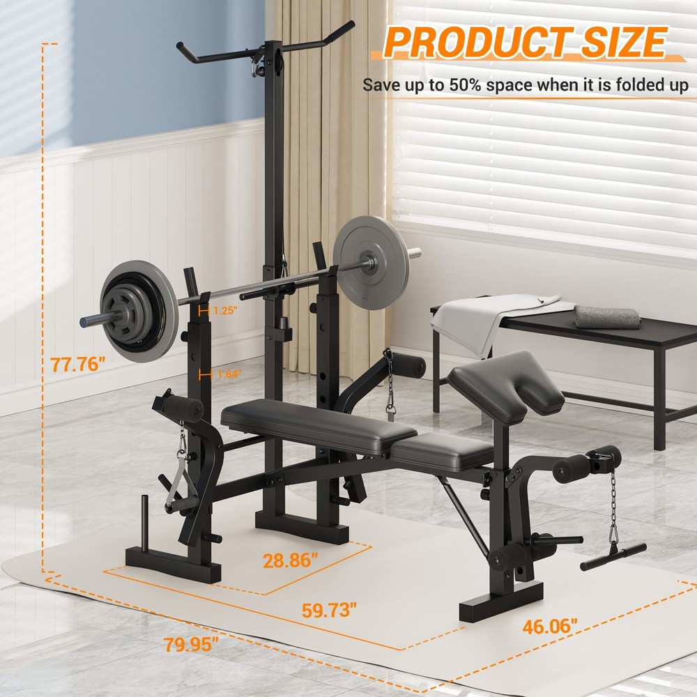 Multi-Function Bench Press Set, Weight Bench for Home Gym Body Strength Trainer