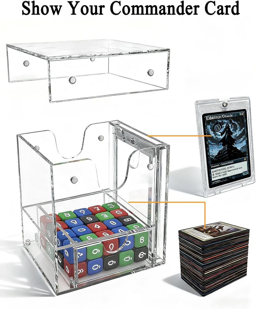 Card Deck Box Compatible with MTG Commander Acrylic Commander Deck Box with Comm