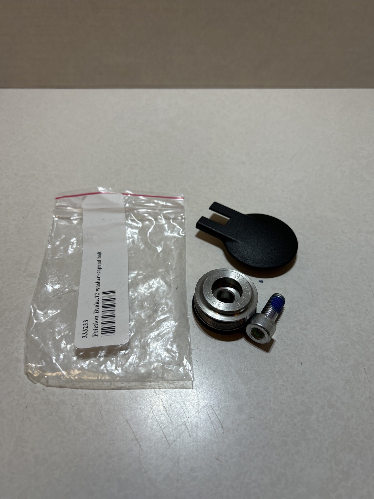 NEW: Permobil FRICTION BRAKE  has 12 washers, fork cap + bolt with LocTite.