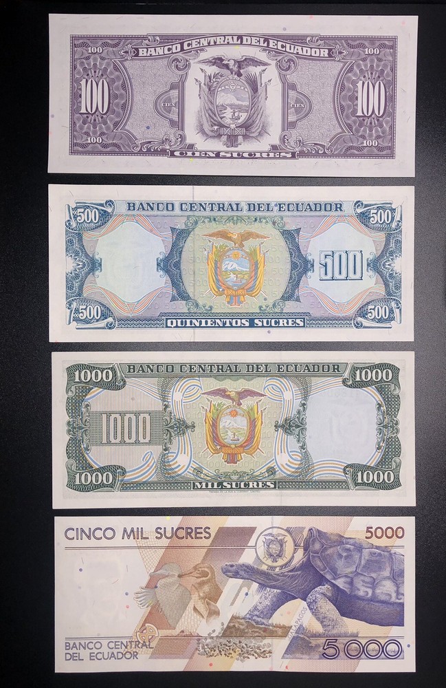 Ecuador Set 5-50.000 Sucres, 11 notes, UNC Condition