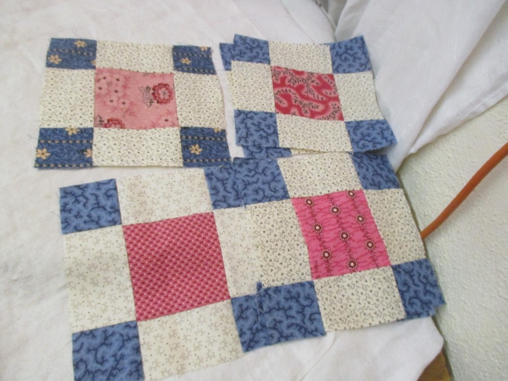 Vintage 1990's 6 Quilt Blocks 9 patch variation