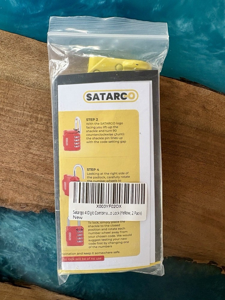 SATARGO 4 Digit Combination Lock 2 Pack Yellow New