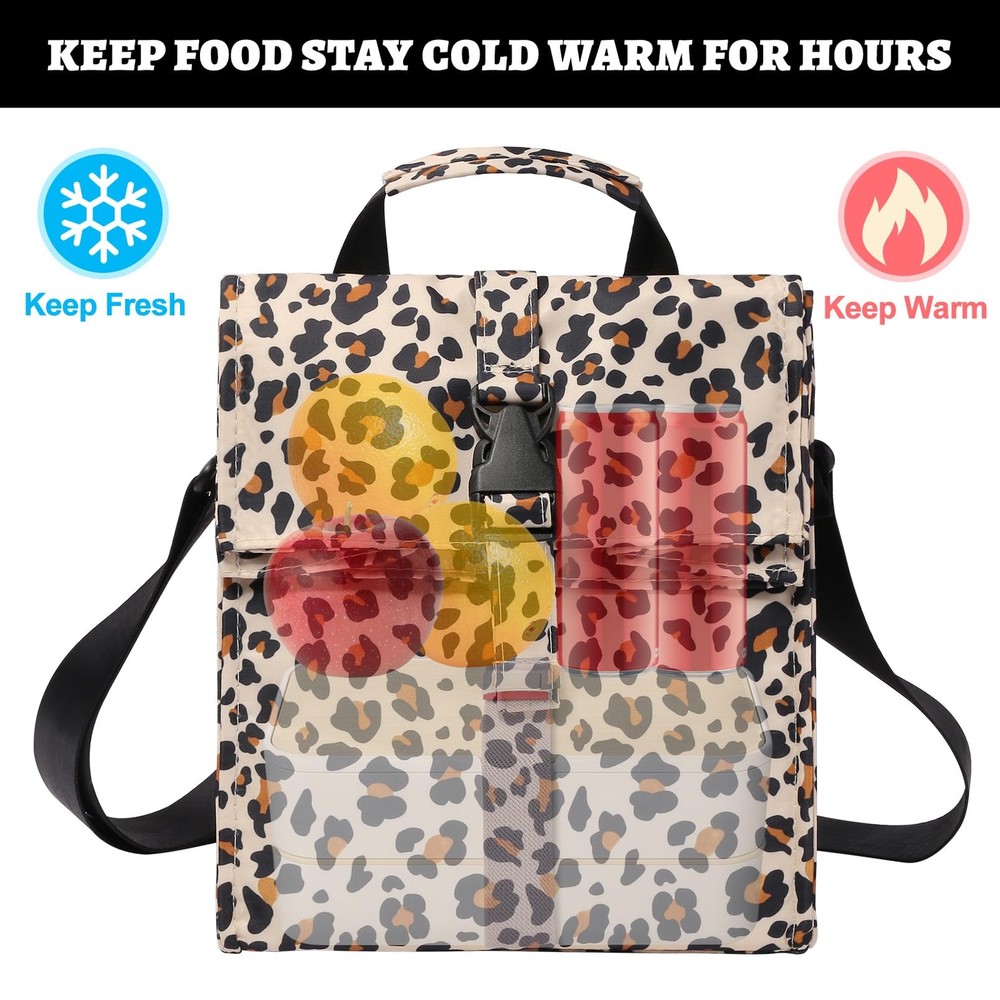 Insulated Foldable Lunch Bag- Lightweight Portable with Adjustable Shoulder S...