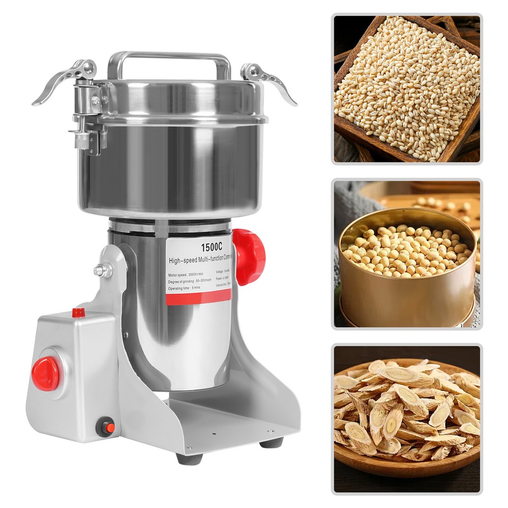 110V 60HZ Silver High Speed Multi-function Electric Grain Grinder W/ Mesh Screen