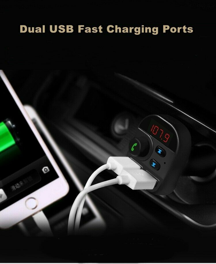Bluetooth In-Car Wireless FM Transmitter Radio MP3 Adapter Car Kit 2 USB Charger
