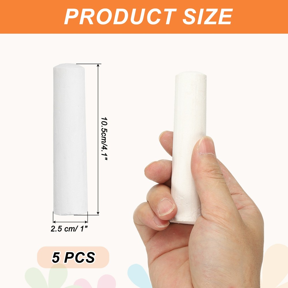 5Pack Dustless Chalk White Sidewalk Chalk Large Solid Huge for Outdoor