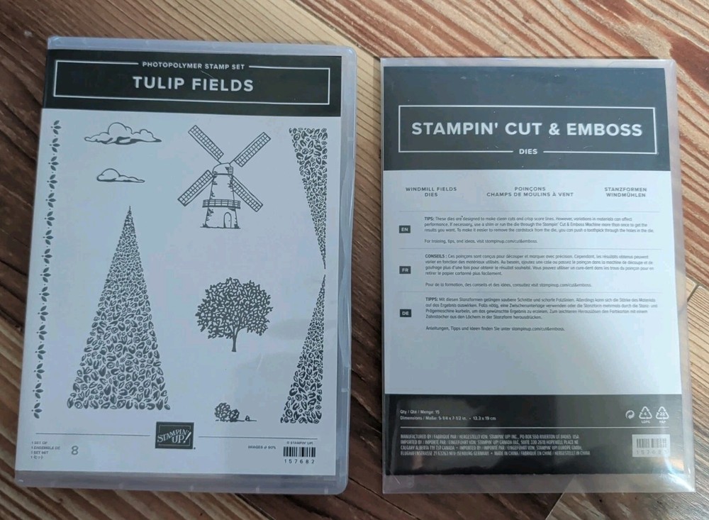 Stampin Up! TULIP FIELDS Stamp Set & Windmill Fields Dies