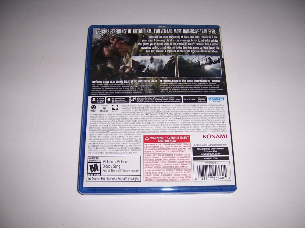 Authentic Box Case Replacement PlayStation 5 PS5 Metal Gear Solid Snake Eater