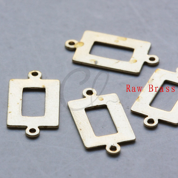 20 Pieces Raw Brass Rectangle Link - 18x9mm (2003C)