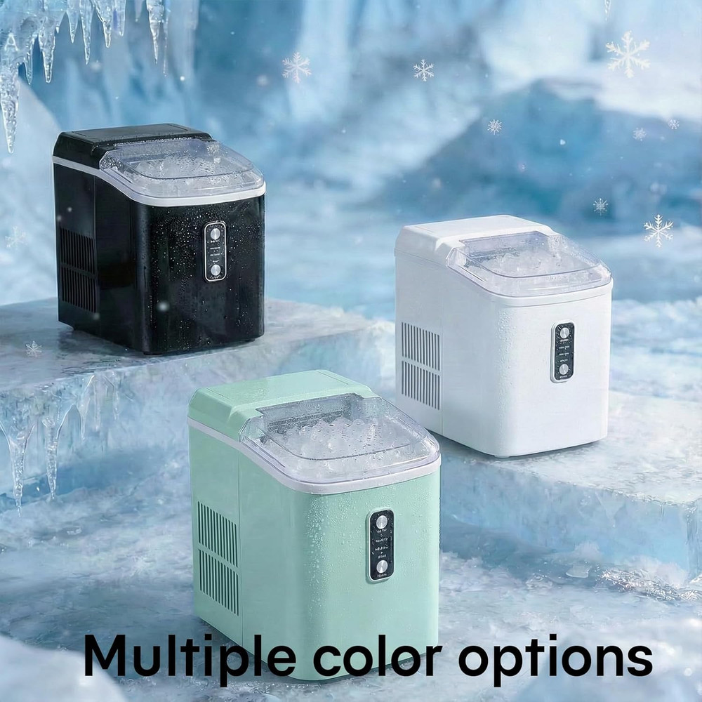 Nugget Ice Maker Countertop, Portable Ice Makers Machine with Removable Basket a
