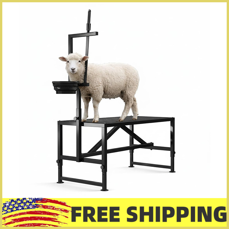Heavy Duty 47" 600LBS Goat Milking Stand w/Feed Bin,Adjustable Headpiece & Legs