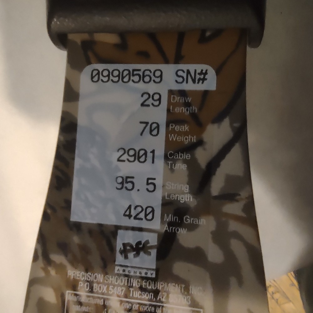 Camouflage Compound Bow 70 Lb.29 String.2901cable Tune.95.5string Length.