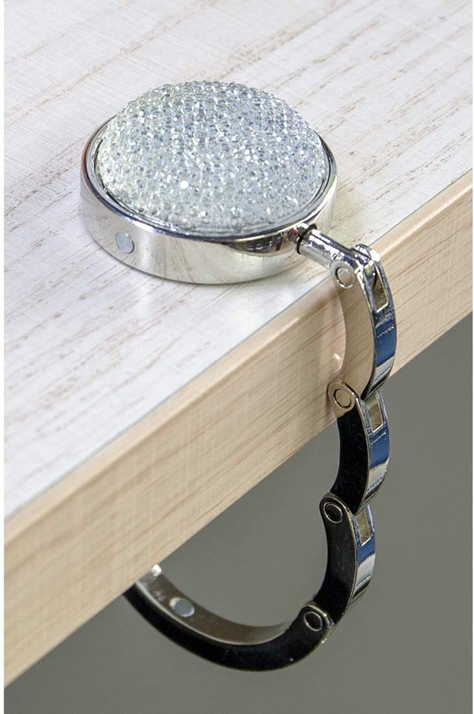 Foldable Purse Hook Floding Handbag Hanger Bling Rhinestone Bag Holder for Table