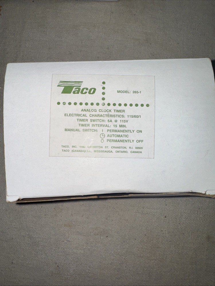 Taco 265 Analog Clock Timer 115v 5amps