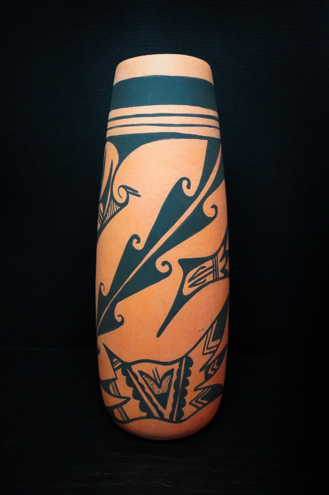 Signed W Polacca Hopi-Tewa Style Vase 7.75” Nampeyo Inspired Black on Red 1982