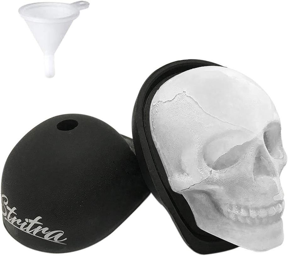 Extra Large 3D Skull Ice Mold Silicone Skull Chocolate Jelly Molds Trays with Fu