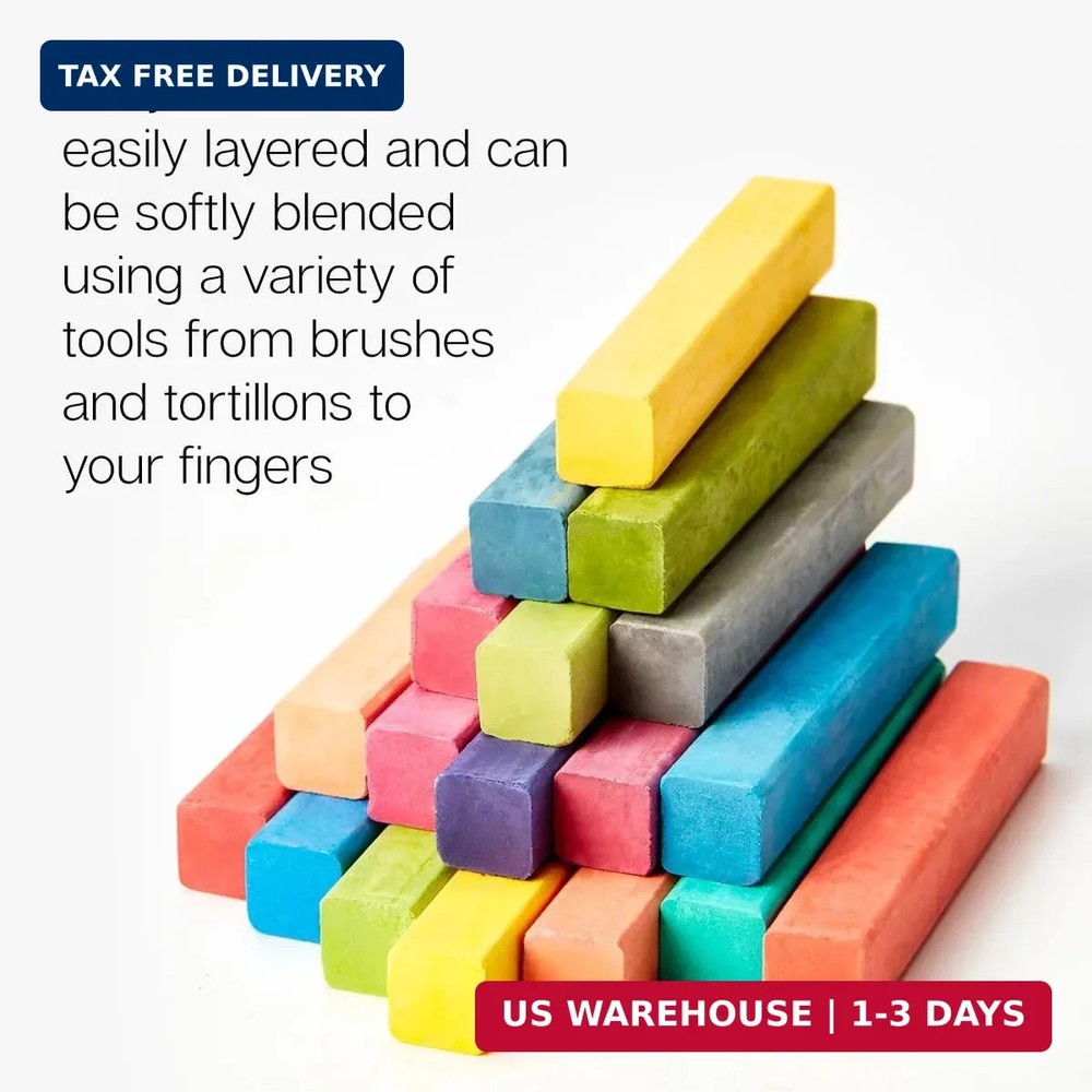 KINGART Pastels Studio Colored Square Chalk 24 Piece, (175-24)