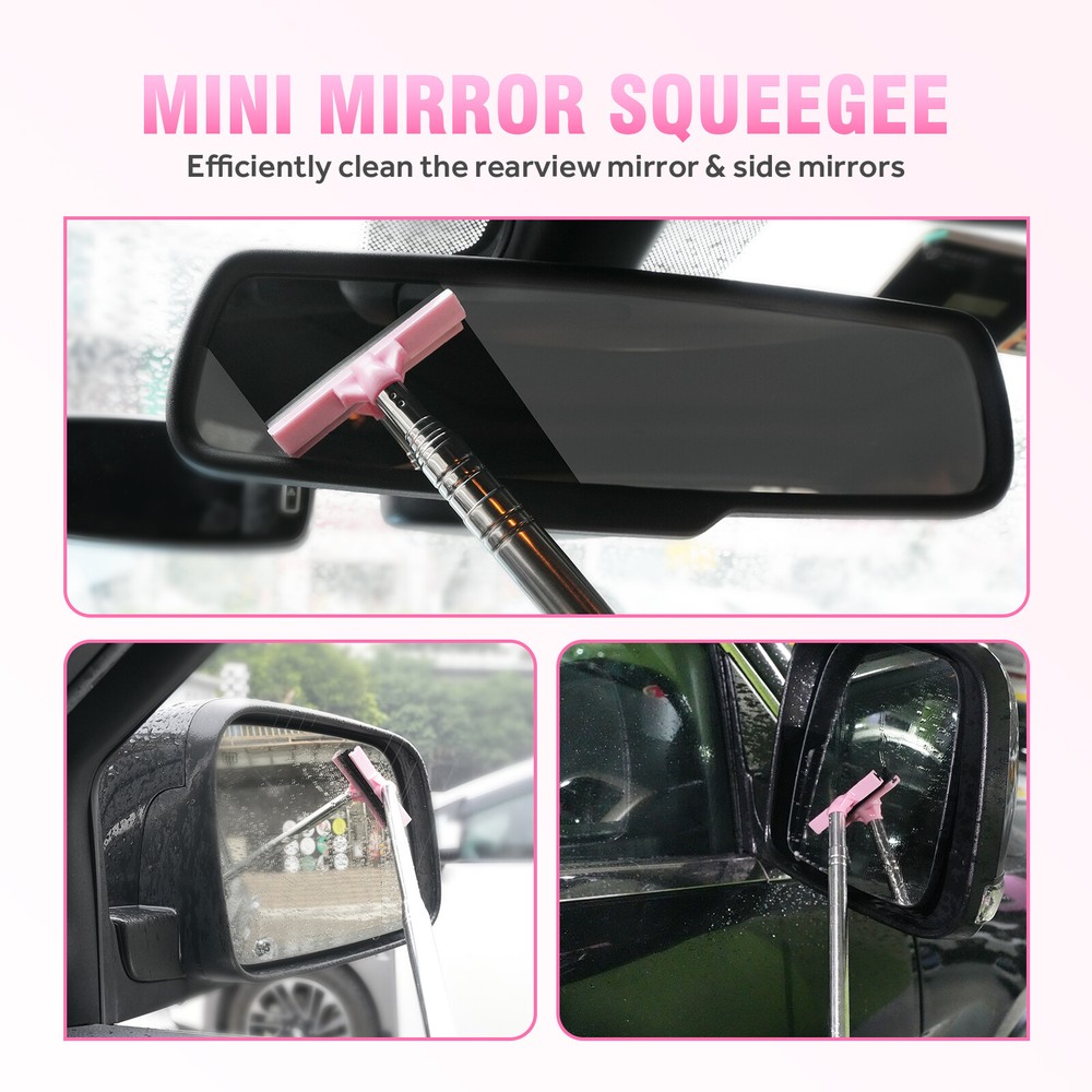 1Set Car Cleaning Combo Side Mirror Squeegee & Windshield Wiper Cleaner Tool Kit
