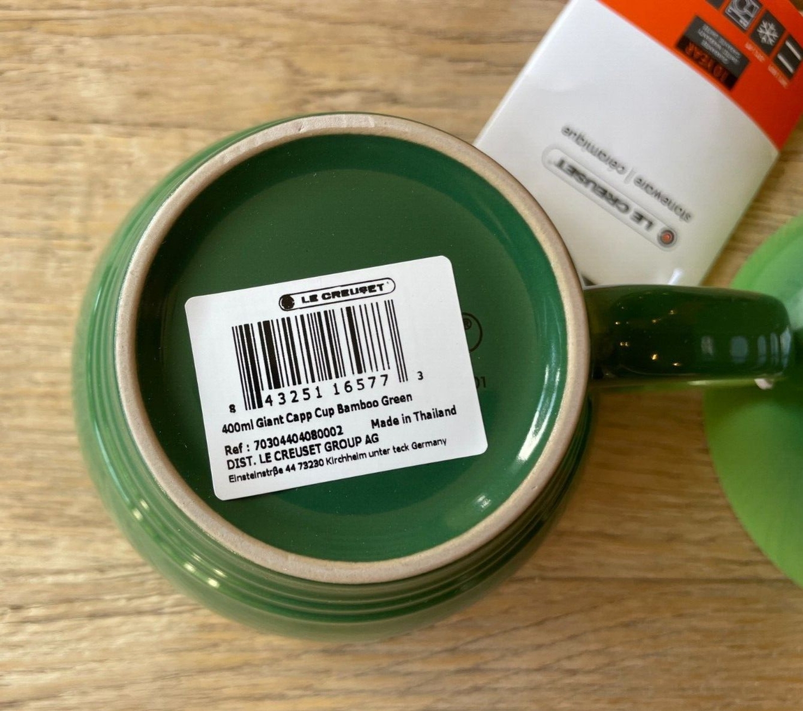 Le Creuset Stoneware Set of 2 Giant Cappuccino Bistro Mug 14 oz Bamboo Green NEW