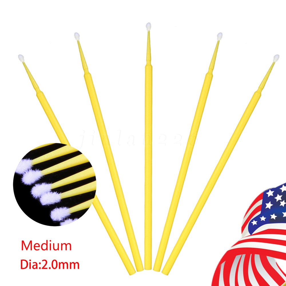 100 Microbrush Micro Brush Applicator Tips Regular Yellow 2.0 mm