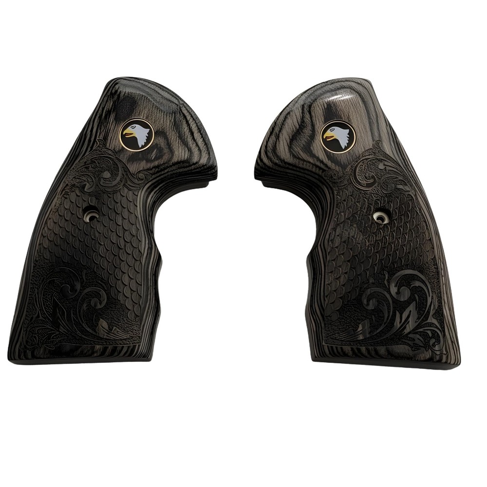 Colt Python Grips Black Rosewood Scroll & Scales Screaming Eagle Medallion