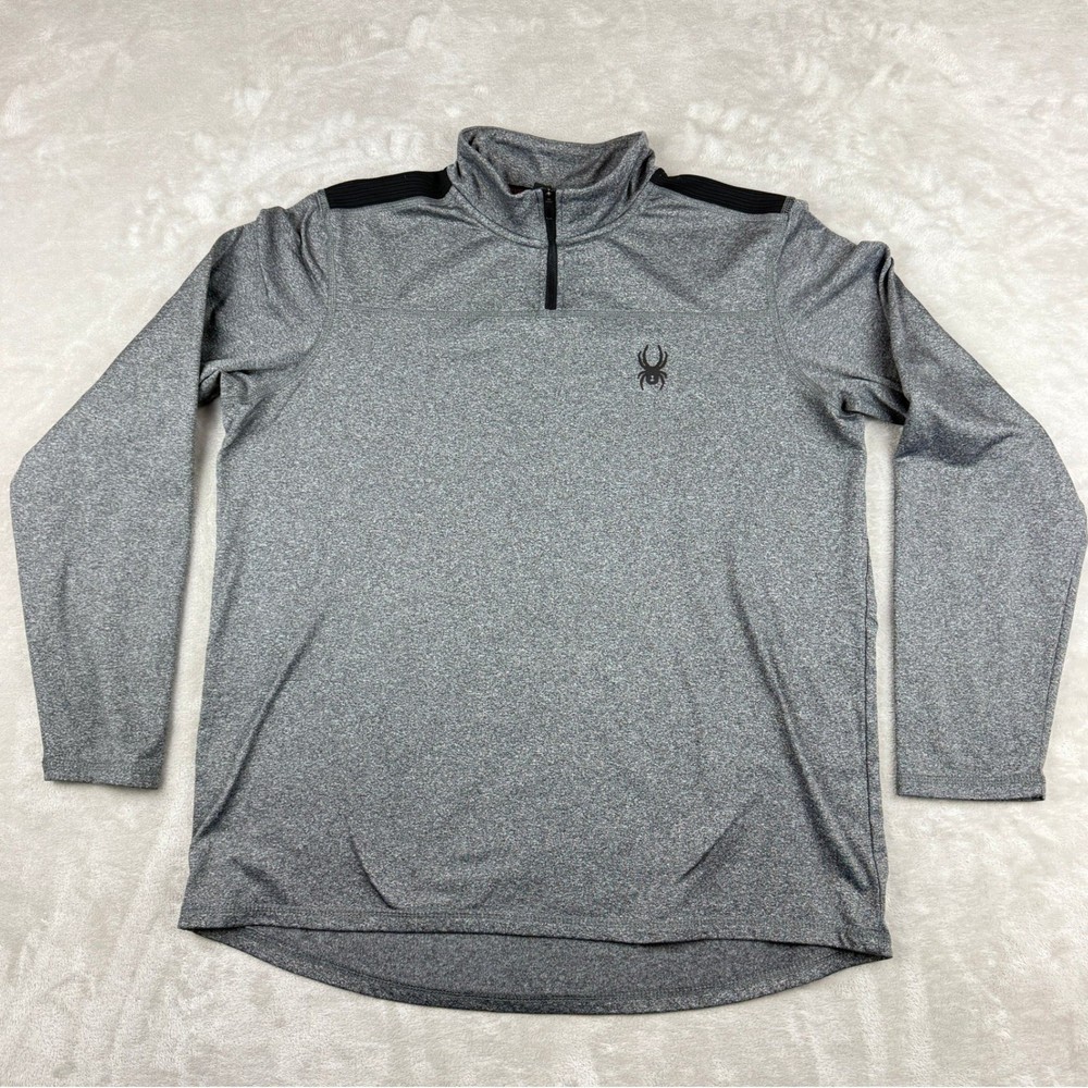 Spyder Active Shirt Men M Gray 1/4 Zip Pullover Performance Stretch Golf Running