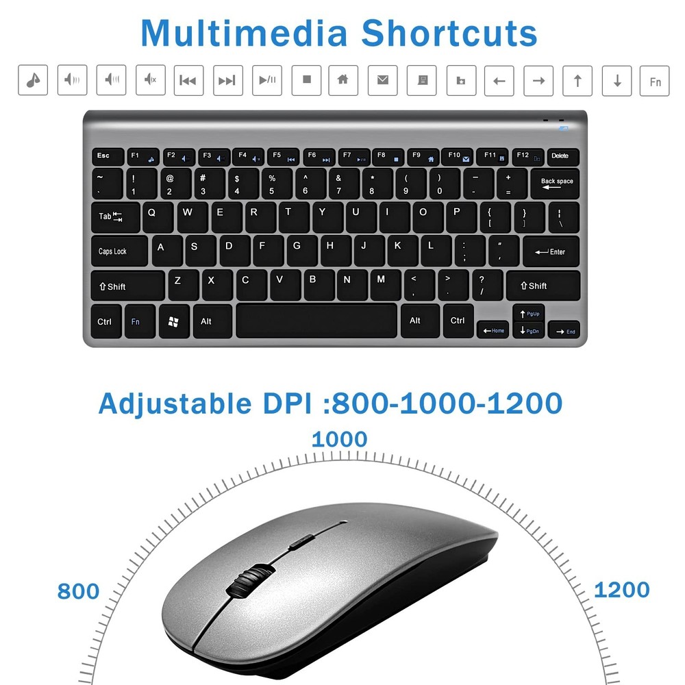 Wireless Keyboard and Mouse Combo, Compact Quiet Wireless Keyboard and Mouse ...