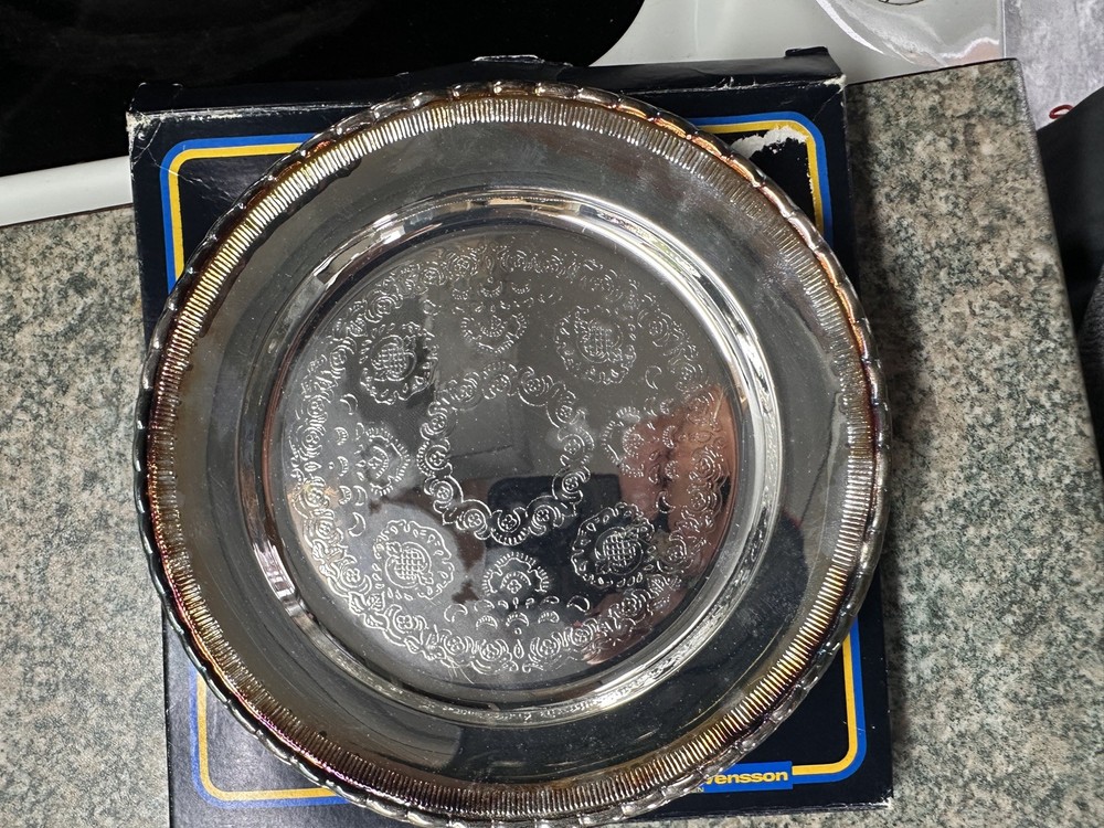 2 Vintage Coasters silver plated plates