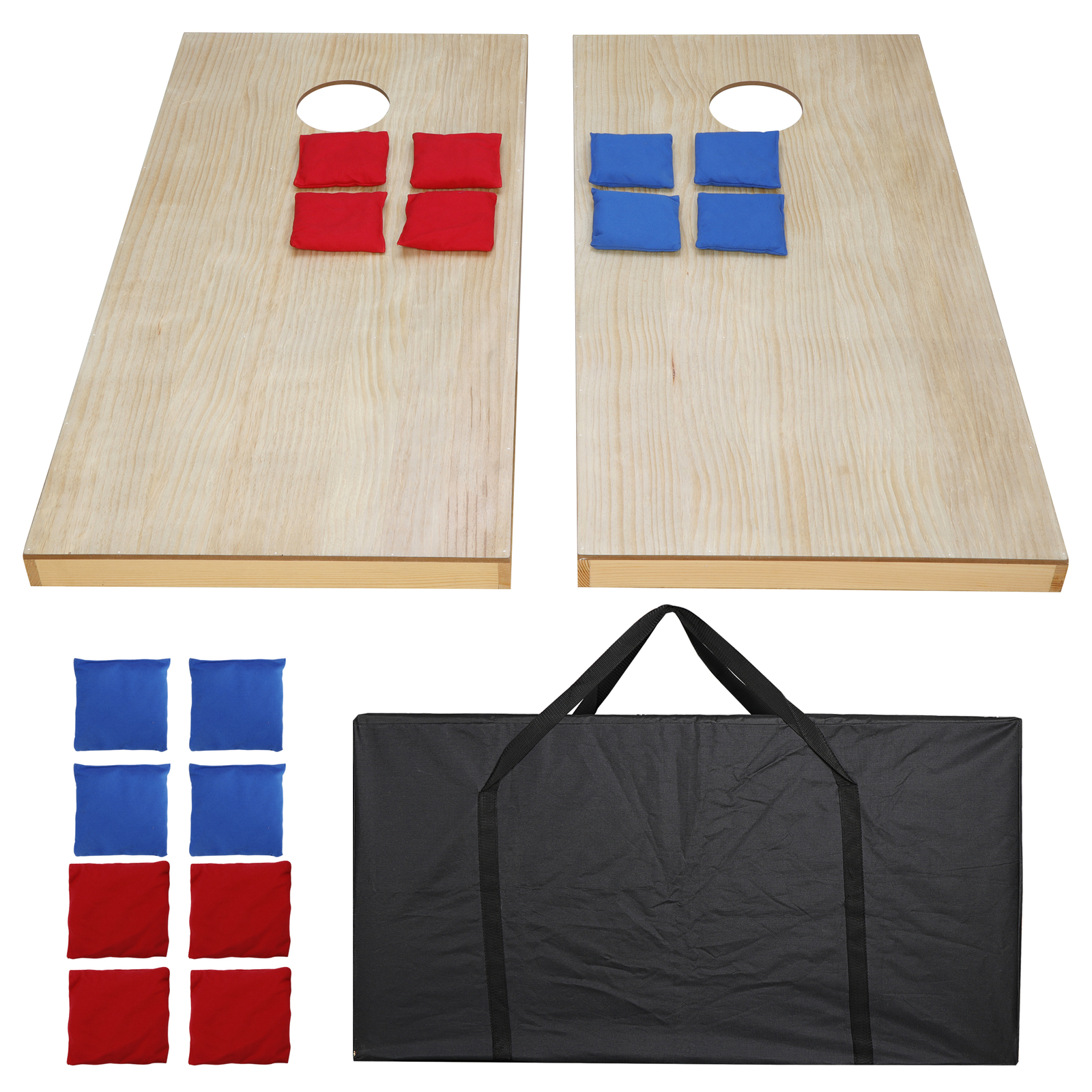 Cornhole Game Set 4x2FT Regulation Size Wood Cornhole Boards 8 Bean Bags w/ Case