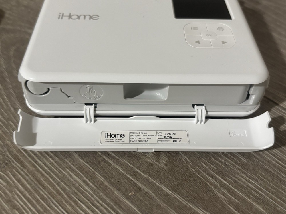 iHome QWIK PIX3 Bluetooth Printer Camera IHCP33 Bundle - WORKING NO CARTRIDGE