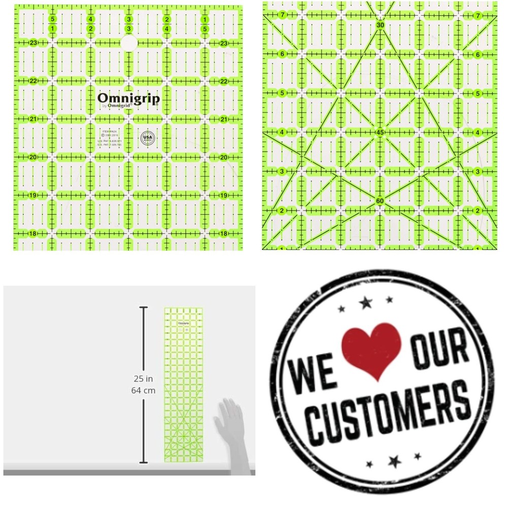 6" x 24" Plastic Quilting Ruler - Neon Green