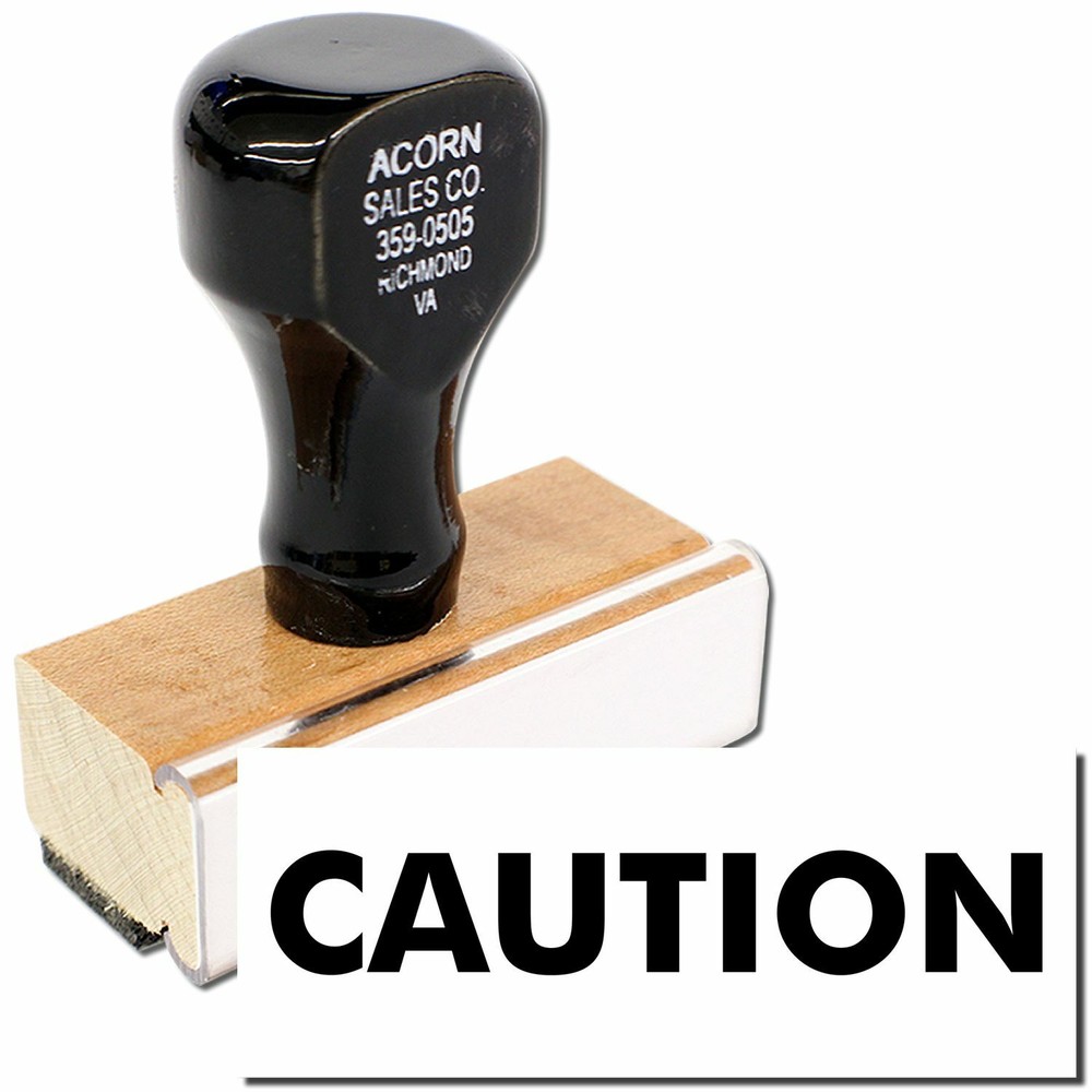 Caution Rubber Stamp Size 1/2" Tall x 1-1/2" Wide