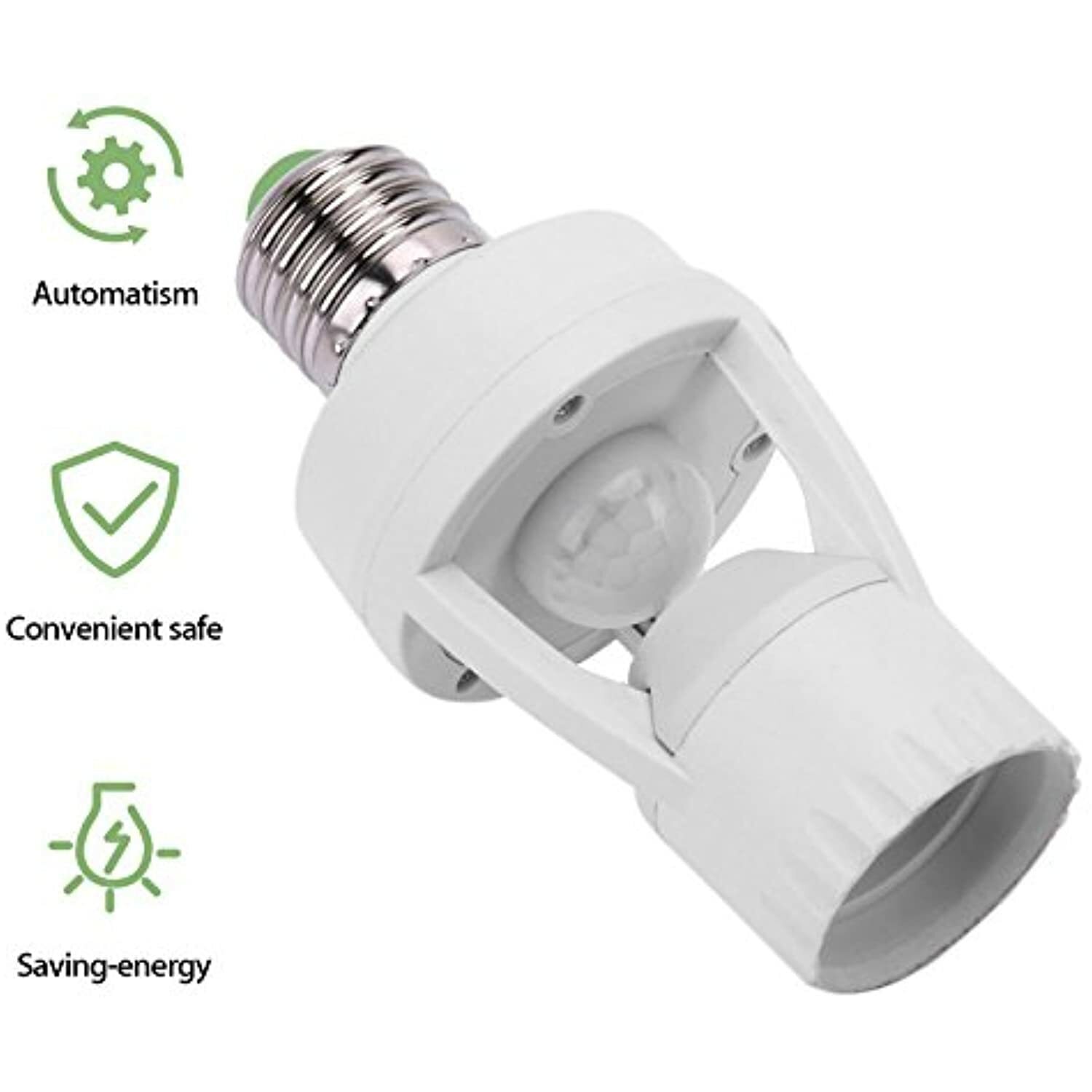 Screw-In Motion Activated Sensor Light Bulb Control Socket Adapter Dusk to Dawn
