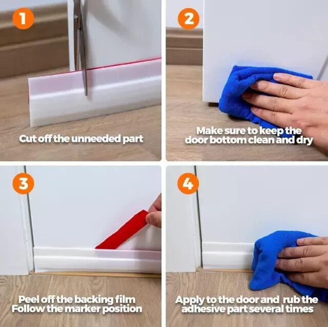 2 Pack Door Draft Stopper Door Sweep for Exterior & Interior Doors Bottom Seal