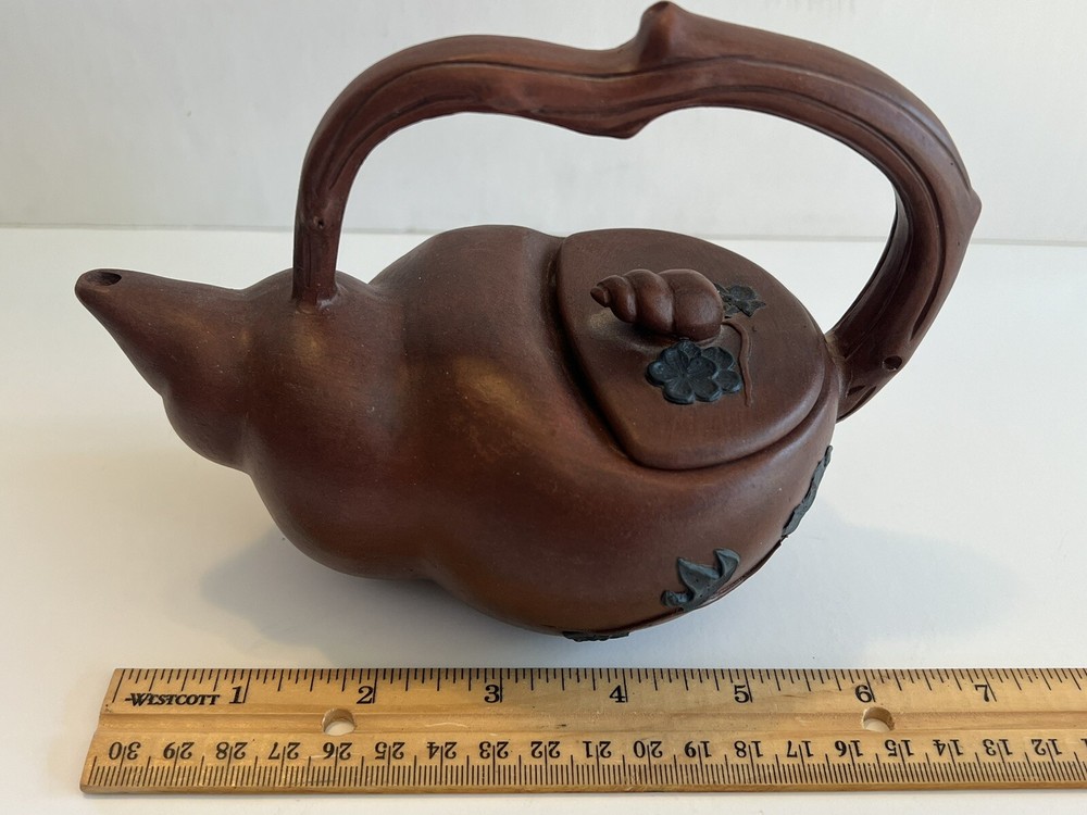 Tea Pot Clay Shell Handmade Hand Painted Clean