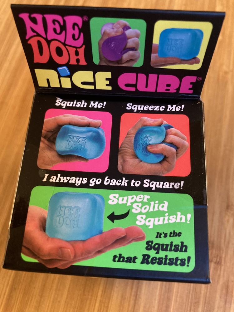 NEW Nee Doh Needoh Nice Cube Super Solid Squish Blue Toy