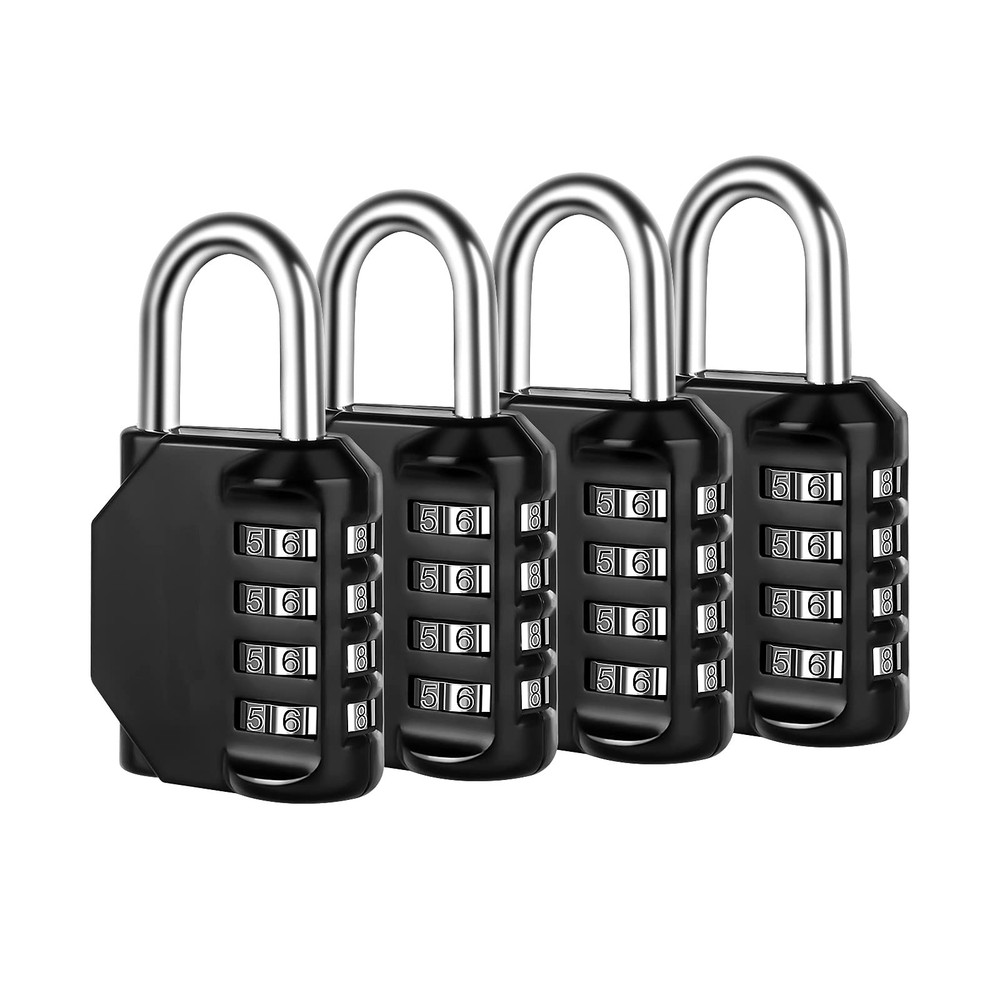 4-Pack Combination Lock 4-Digit Padlock for School Gym Locker Toolbox Case