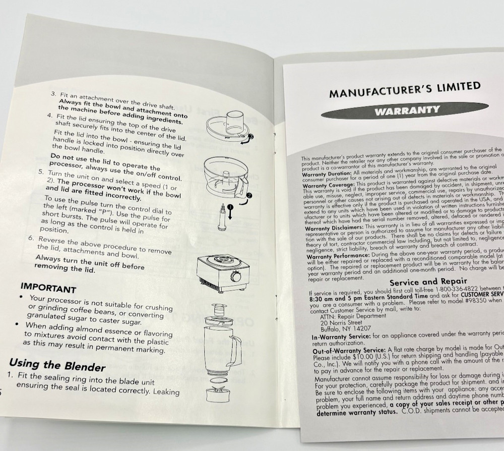 Cook’s Essentials 94730 Multi-Function Food Processor Blender Citrus Press Slice